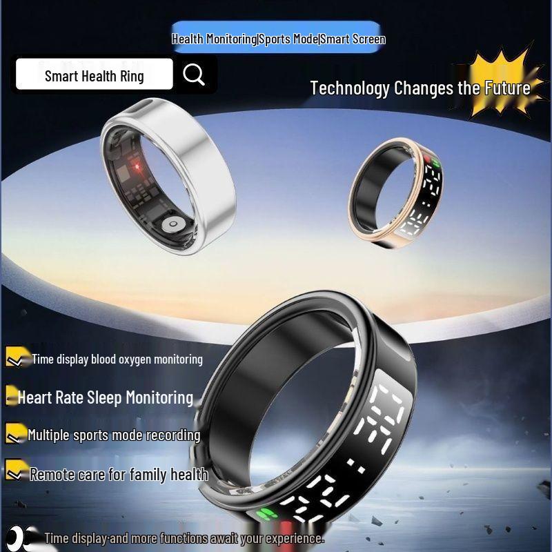 Smart Ring with Touchscreen: Monitors Heart Rate, Blood Oxygen, Sleep, and Page Turning
