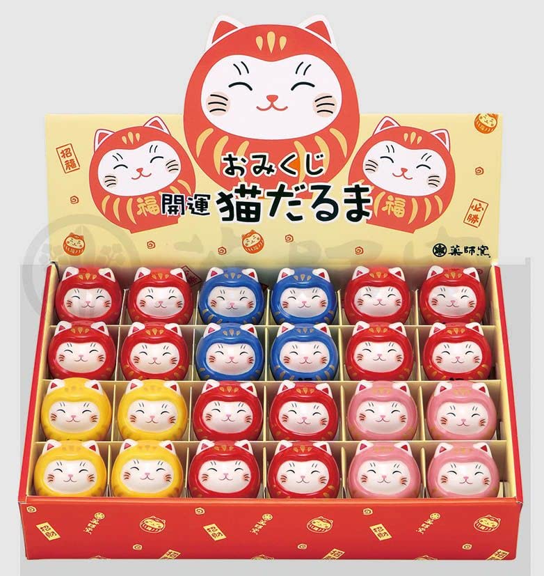 Yakushigama Aya Omikuji Good Luck Cat Daruma Display Set Increase Luck Feng Shui Ornament Interior Cat Cat Cat [7807]