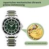 Diella Men's Mechanical Watch with Jadeite Cut, Unique Texture, Date Display, Luminous Hands and Markers, and 5 ATM Water Resistance (AD6020-SI)