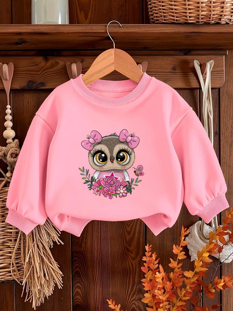 Bright Colored Printed Pattern, Comfortable and Skin Friendly for Baby Girls, Versatile Round Neck Hoodie for Daily Use In Spring and Summer