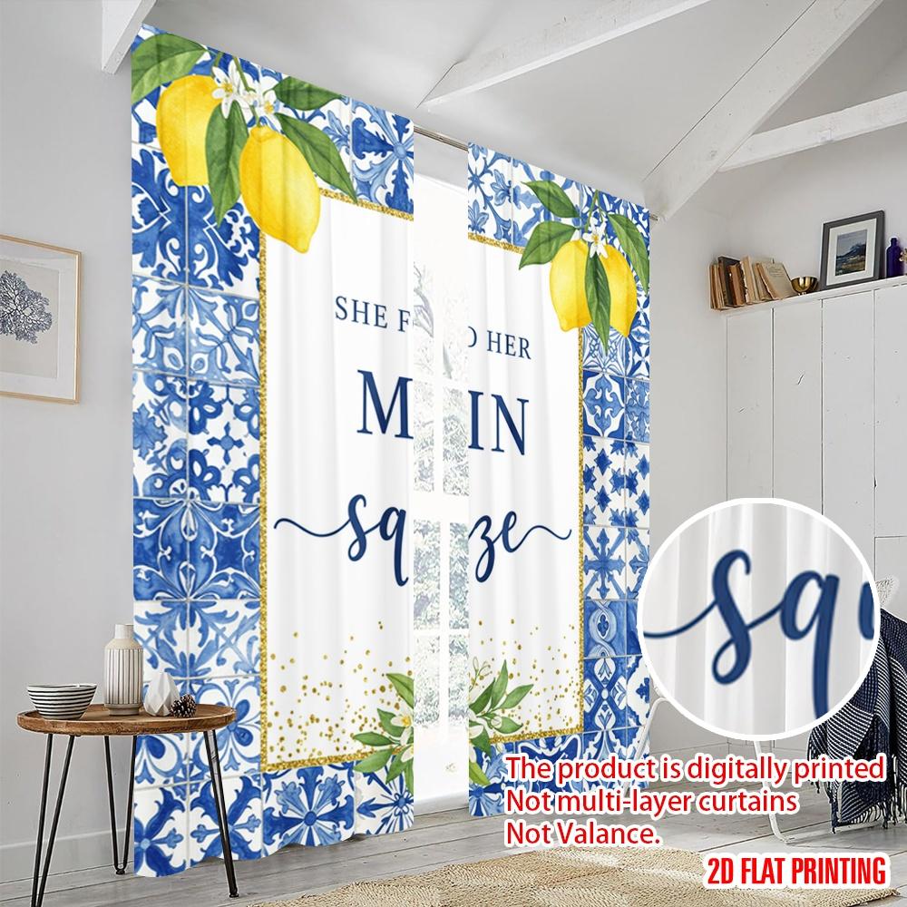 2pcs 2D flat printing Curtain She Found Her Main Squeeze_a Polyester Without Electricity Festive Holiday Use for Holiday Decor