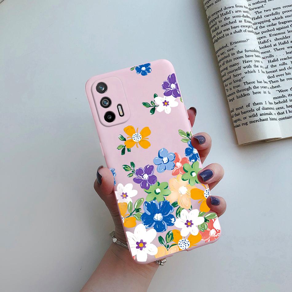 For Realme GT 5G Case RMX2202 Silicone Soft Lovely Cartoon Flower Phone Case For Realme GT 5G Cover Funda For RealmeGT 5G Coque