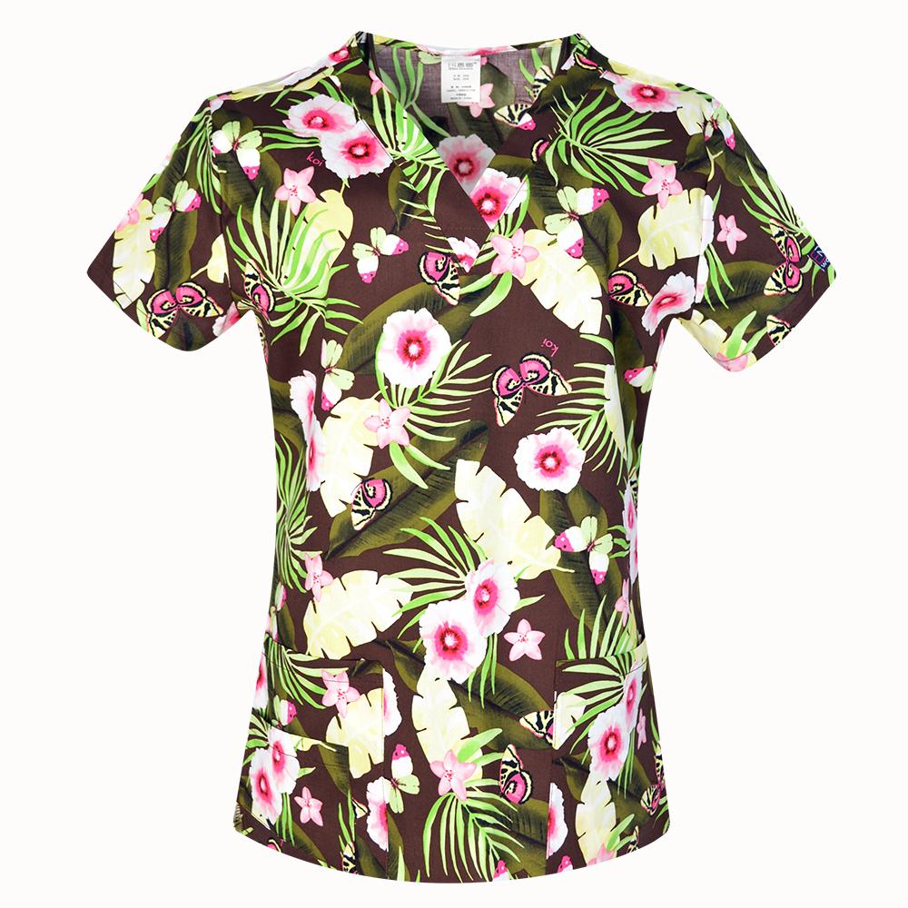 Hennar Women Scrub Top   Uniforms V-Neck Short Sleeve S-5XL Hospital Clinical scrubScrubs Top