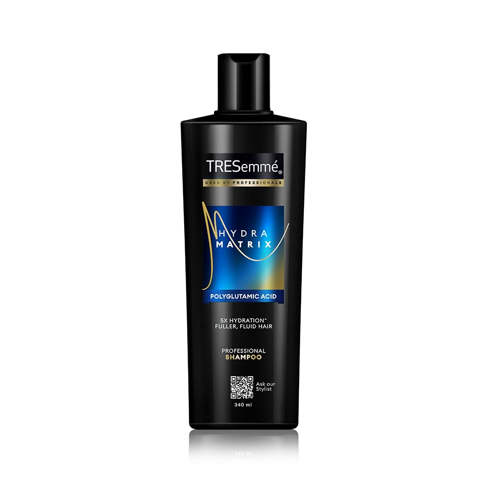 TRESemme Hydra Matrix Hydrating Shampoo 340ml with Polyglutamic Acid for 100H of Fluid Hair | Paraben Free Shampoo for Dry Hair & Scalp | Hard Wate