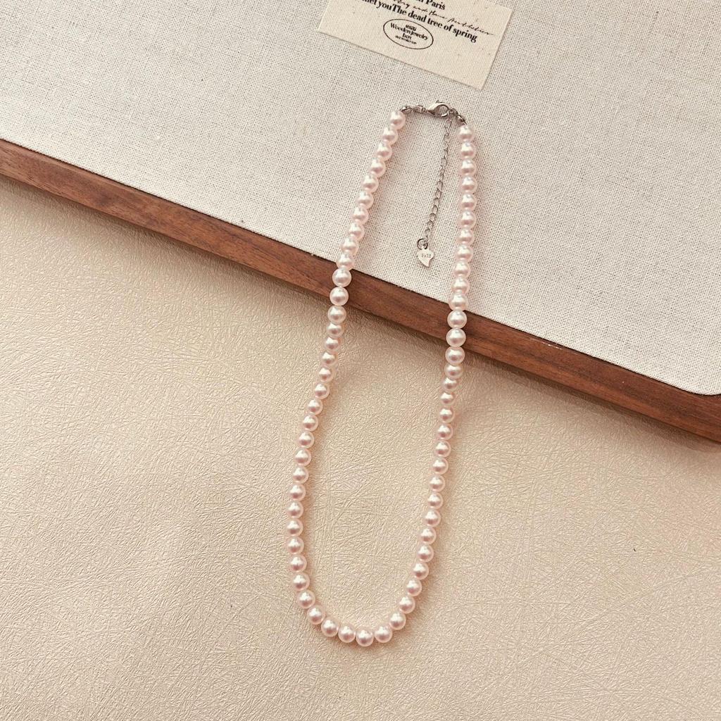 Cherry Blossom Pink Pearl Necklace: Elegant, Lustrous, Perfectly Round - Ideal for Spring & Versatile for Women