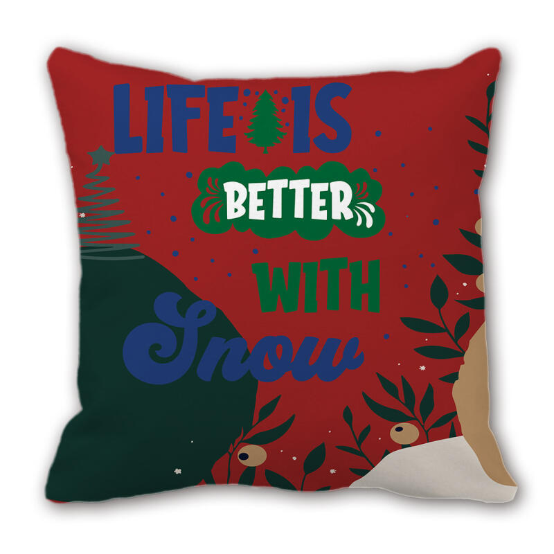 Short-Pile Christmas Pillow Holiday Pillow Printed Home Decor Cushion Cover