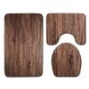 Wood Grain Board Texture Toilet Carpet Set Bathroom Non-Slip Floor Mat Doormat