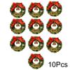 10Pcs/pack Golden Bells Home Party with Red Bows Mini Artificial Wreaths New Year Supplies Christmas