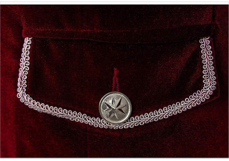 2021 Christmas Men's Steampunk Velvet Coat with Stand Collar