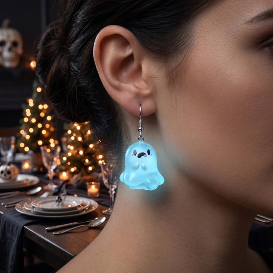 Ghost Earrings Glow-in-the-Dark Ghost Pendant Earrings for Women Decor, Fun Cute Earrings, Ghost Necklace for Women Halloween Jewelry