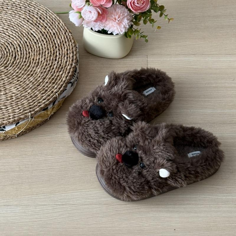 Cartoon Cotton Shoes, Thickened Slippers for Women, Warm Plush Shoes