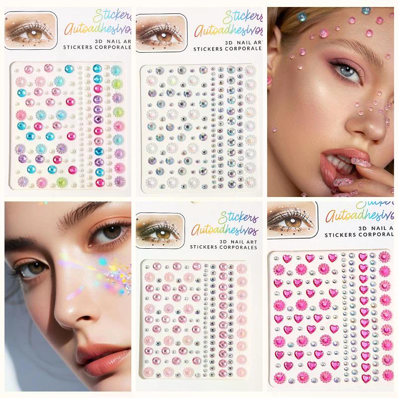 Gesichtsstein-Aufkleber 5D Bunter Strass-Tattoo-Lidschatten-Aufkleber für Festival Nägel Körper Make-up Bling Schmuck DIY Dekor