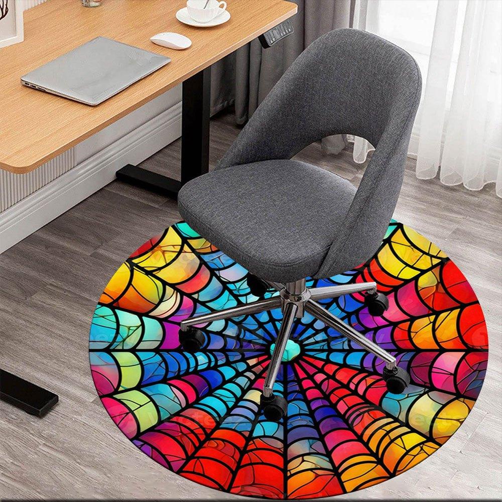 

Colorful Stained Glass Web Wall Art DecorRound Non-Slip chair mat chair carpet for office Rugs for Office Decor Gift For Valentine s Day Mother s Day 80cm by 80cm