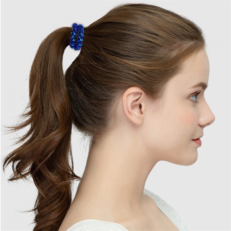 3pcs/lot Elastic Hair Band Multicolor Elastic Hair Bands Blue Spiral Hair Tie High Elasticity Telephone Wire Hair Accessories