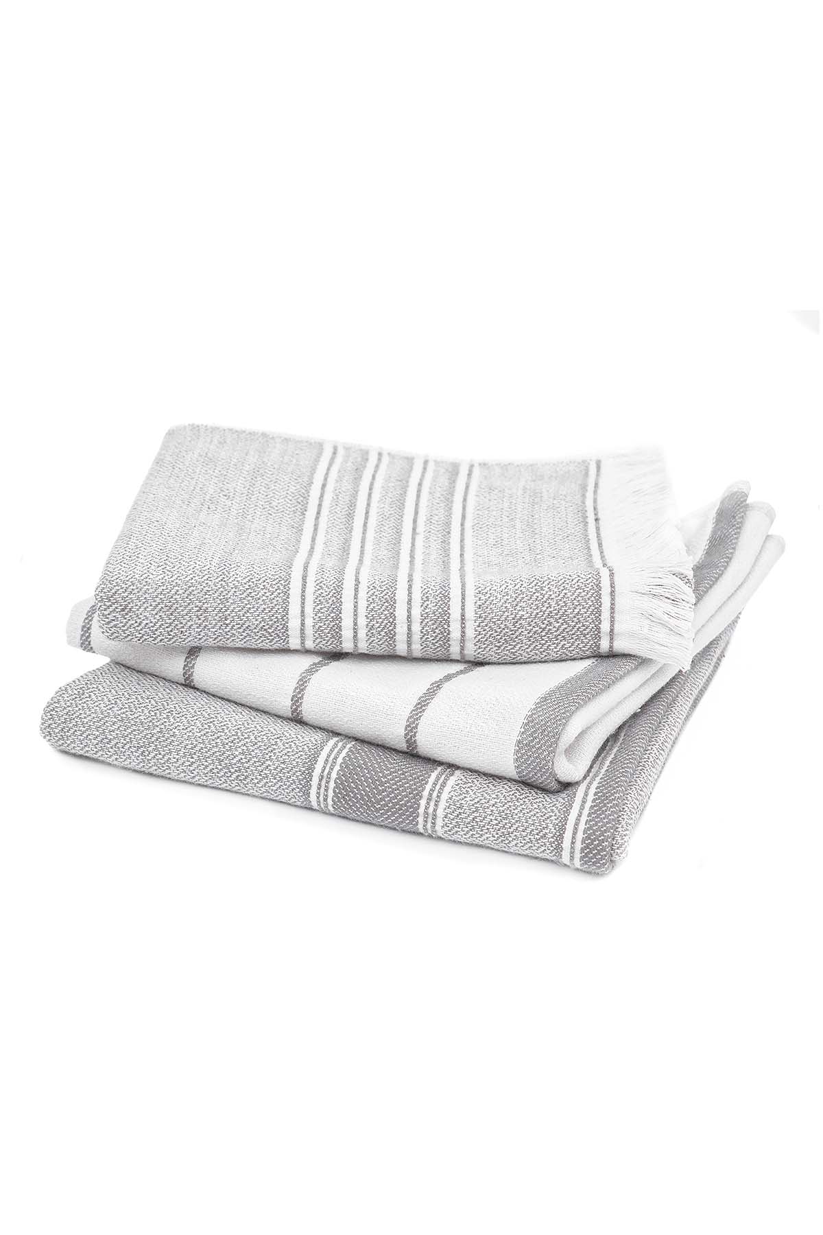 

Ecocotton Elis 3-Pack Полотенца для сушки 100% хлопчатобумажная пряжа, окрашенная специальным тканым серо-кремовым 40X60 см