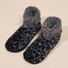 Women's Winter Warm Fleece Leopard Pattern Ankle Socks - Comfortable Indoor and Outdoor, Animal Pattern Home Casual Socks, Soft and Warm Floor Socks