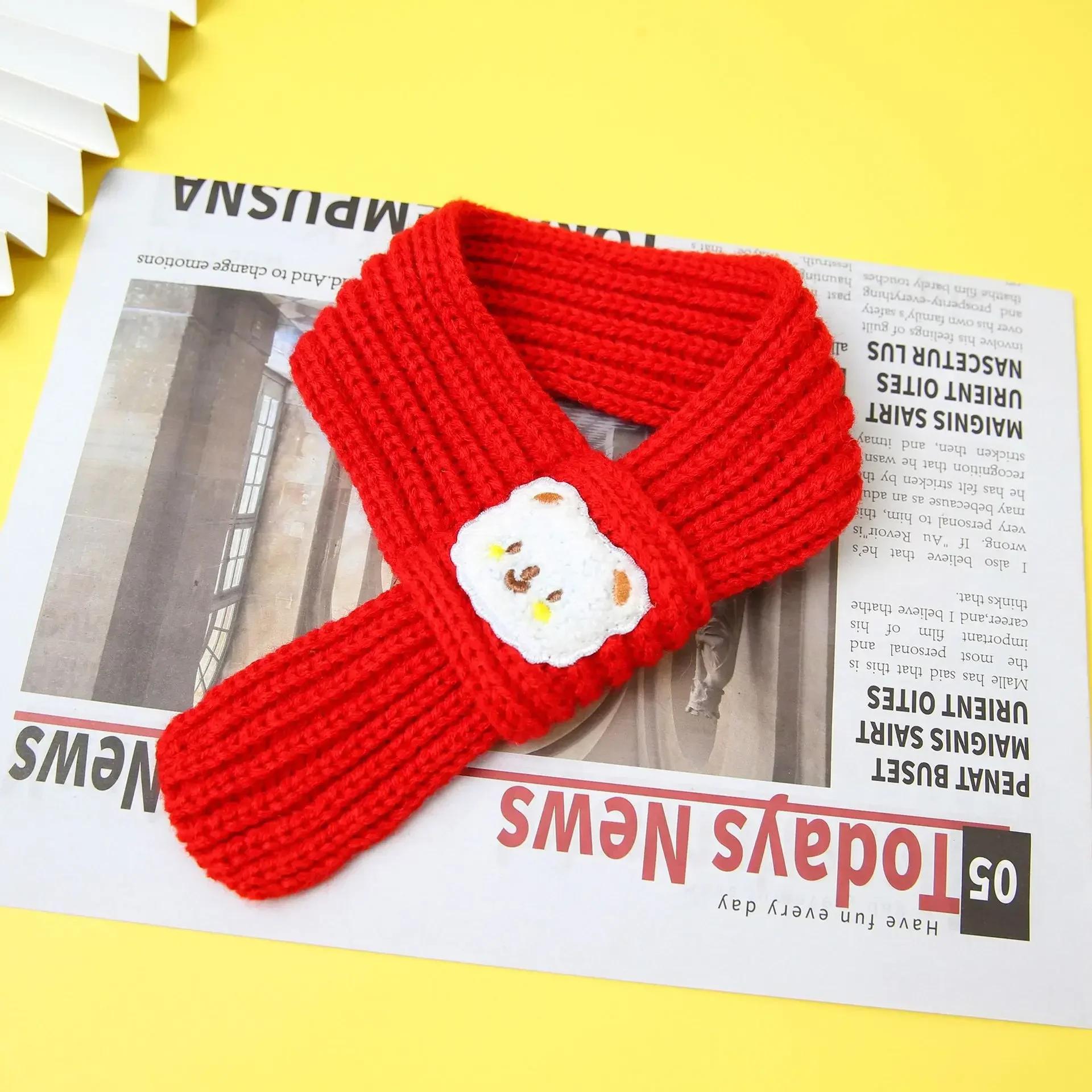 

Праздничный шарф для питомца кошка собака Новый год красный медведь теплый шарф питомец зимний вязаный шарф кошачий ошейник аксессуары для щенков галстуки-бабочки для собак L красный