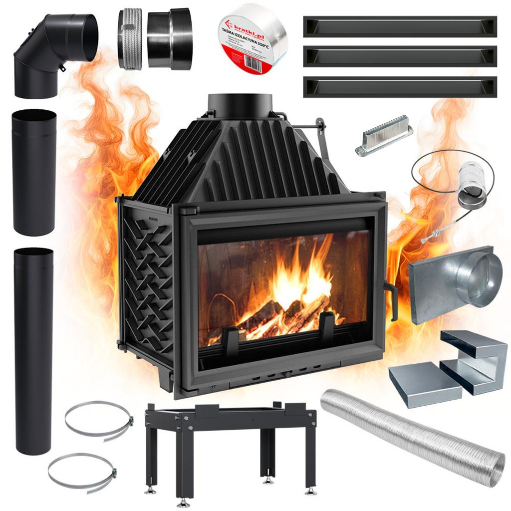 Fireplace Air Insert KRATKI OLIWIA 11kW Fi200 Cast Iron Eco-design SET