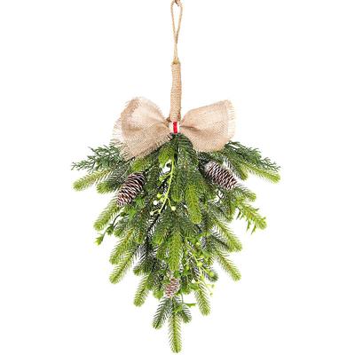 60Cm Christmas Wall Hanging Simulation Christmas Tree Window Door Wall Hanging Wreath Rattan Half Side Tree Wall Pendant
