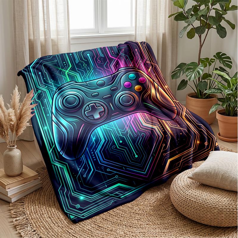 Futuristic Game Controller Design Theme blanket Lightweight Warm Flannel Blanket Decorative Throw Blanket for Home Decoration