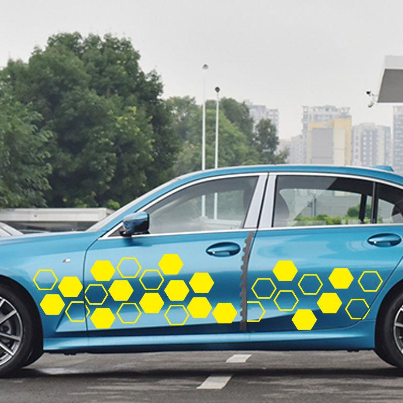 For Universal car Car Pvc Honeycomb Graphics Stickers Car Body Diy Sticker Vinyl Car Side Body Hexagon Stickers
