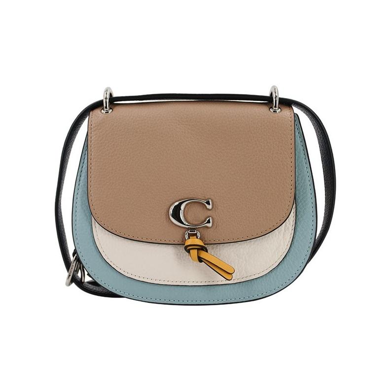 

Coach Remi 17 Color Block Leather Saddle Bag Women Shoulder Bag Khaki White Sky-Blue 1330-SVUM Basic Set (Bag+Dust Bag)