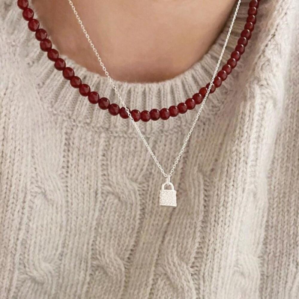 

Natural Gemstone Jamano Jamanok Classic Necklace 4/6mm (13039573) padlock silver necklace