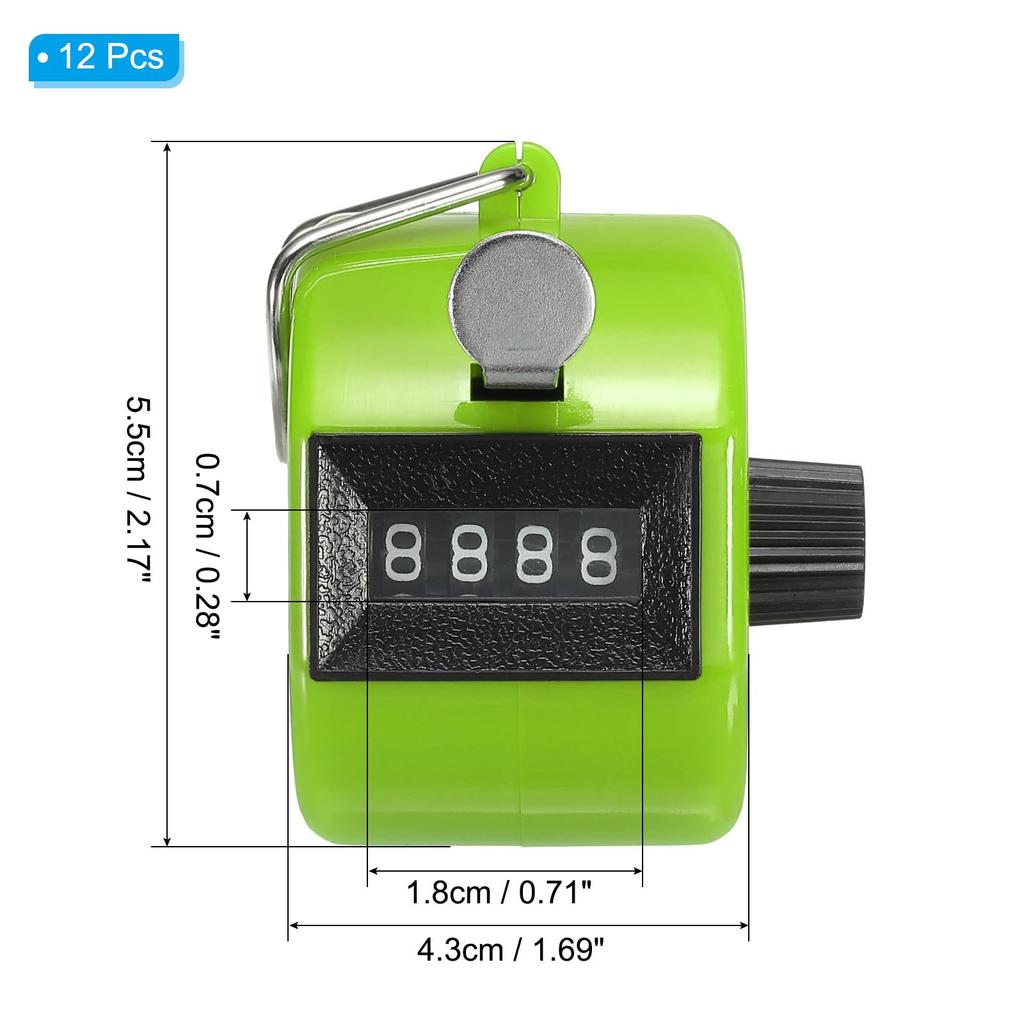 PATIKIL Clicker 12 Mechanical Handheld Tally Click Pitch Counter for and Green Counter, 4-Digit Coaching, Knitting, Golf, Laptops, Fishing,