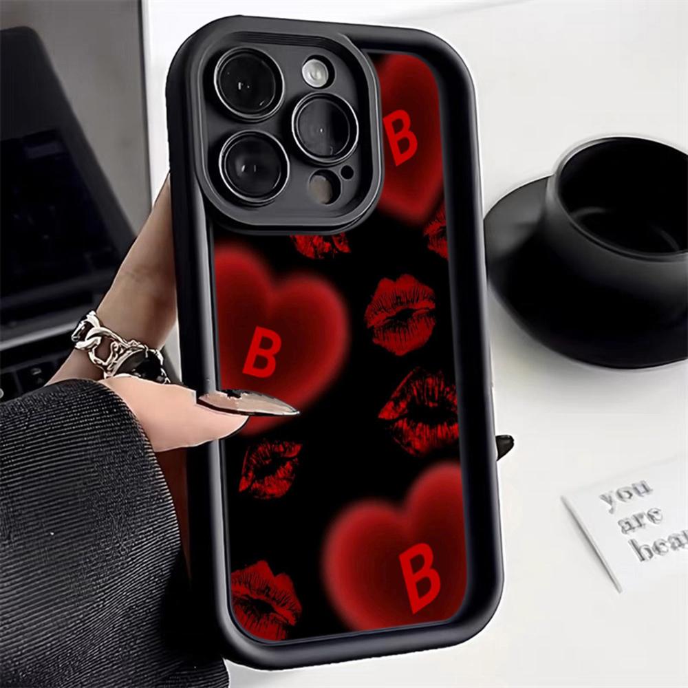 LZ22 Lips Kiss Digital Design Silicone Phone Case for iPhone 11 13 14 15 16 Pro Max 7 8 16 Plus 12 Mini XS Max XR Shockproof Back Cover