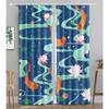Chinese Tradtional Gold Fish Sea WaveBlackout Window Panel Curtain designed for Living Room Space Bedroom Bathroom Kicthen Door Cupboard Decor Hooks
