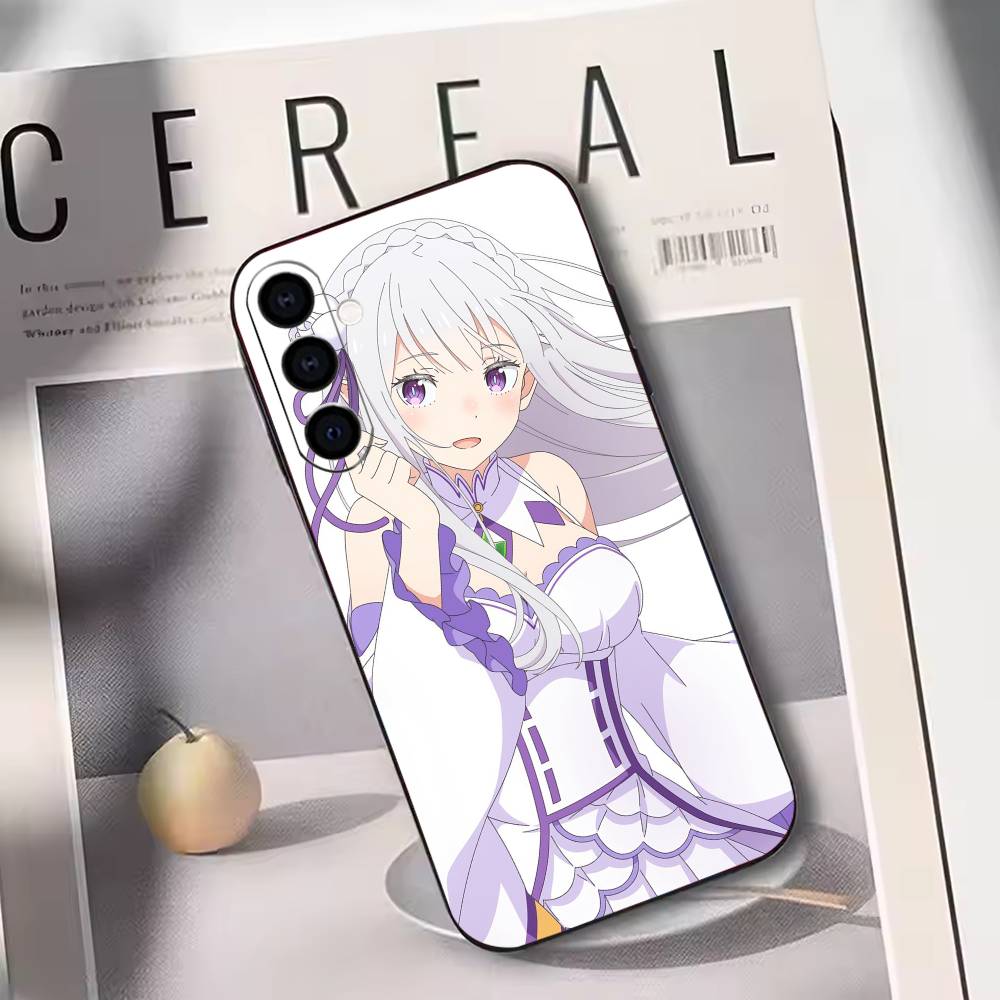

ReZero Starting Life in Another World Phone Case Black Silicone Soft For Samsung Galaxy A73,A72,A71,A70,A53,A52,A51 Samsung a53 5g