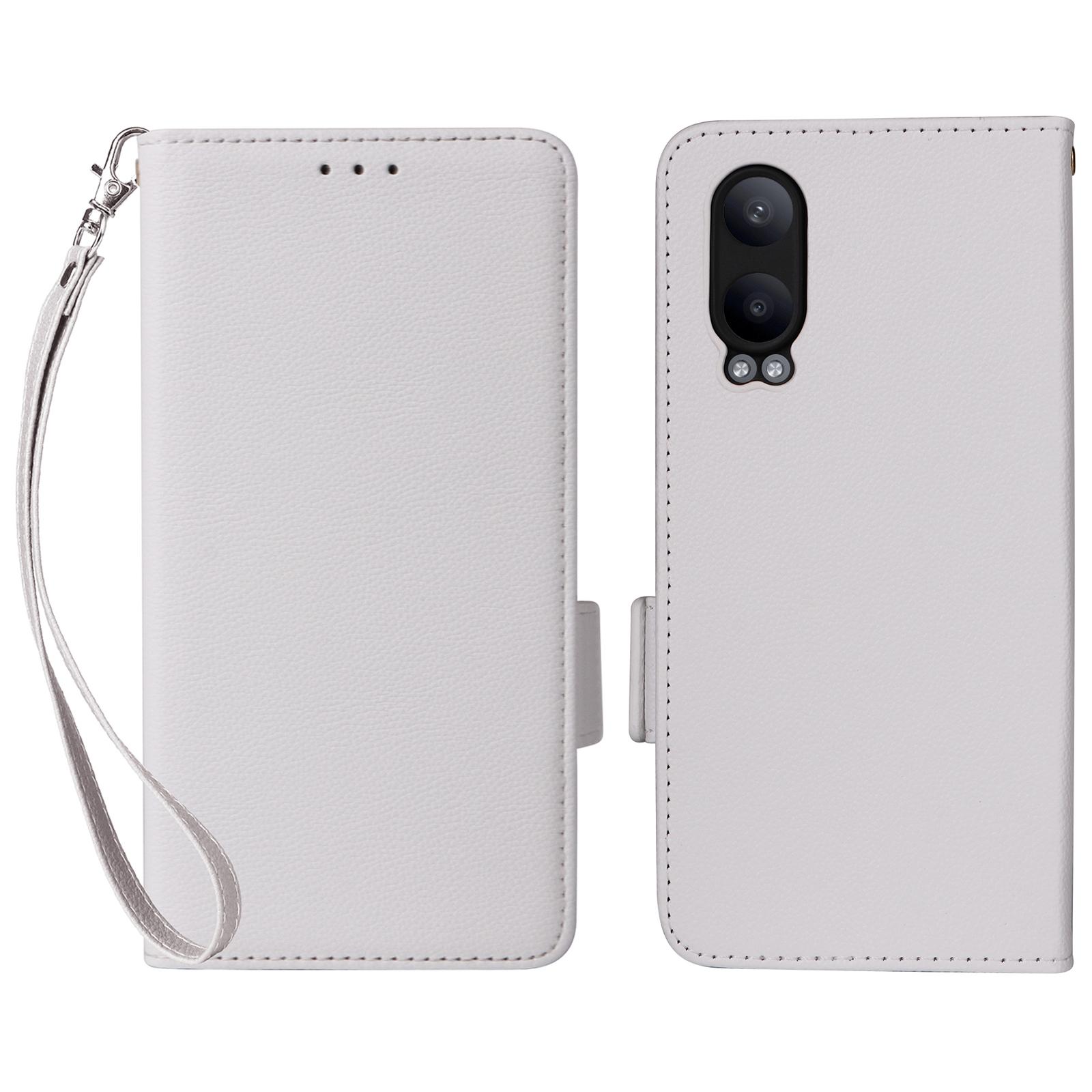 

Для OnePlus Nord CE4 Lite 5G/Oppo K12x 5G (Китай) Чохол з ремінцем на зап ястя Текстура лічі Шкіра PU Гаманець Чохол для телефону White