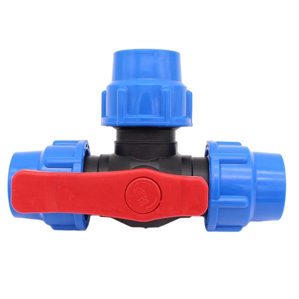 Garden Water Pipe Connector 3-Way Ball Valve 20/25/32/40/50mm Plastic Ball Valve Garden Watering Irrigation Water Pipe Fittings