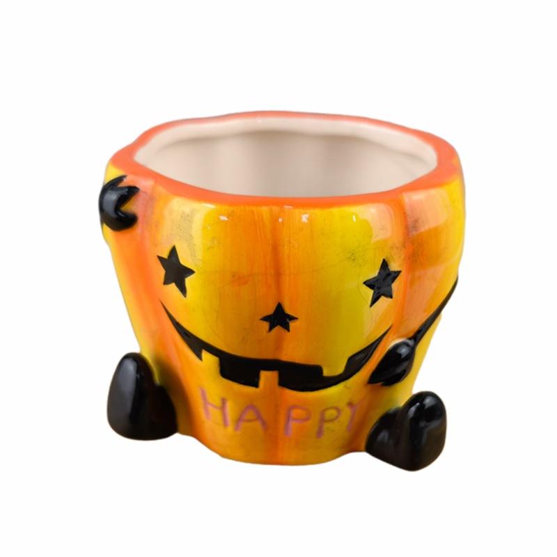 Ceramic mug pumpkin ghost shape coffee cup halloween melon cup ghost water cup funny cartoon cup