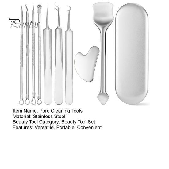 Dermatologist Recommended Skincare Tools 9Pcs Blackhead Remover Kit Stainless Steel Pimple Extractor Set with Storage Box Pore Cleaning Professional