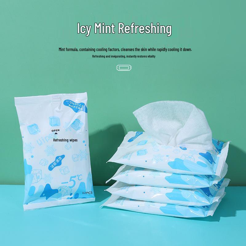 

Cooling Ice Sensation Wipes: Refreshing & Anti-Drowsiness for Students, Military, Outdoor – Portable Small Pack
