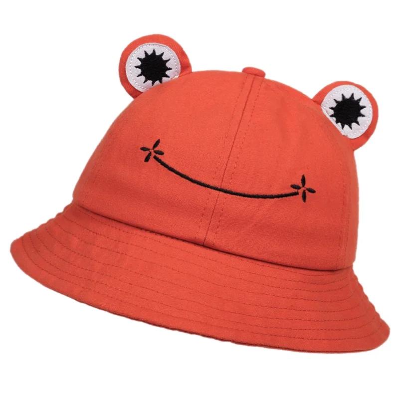 

2025 New Cute Frog Bucket Hats women Bucket Hat Women Summer Outdoor Sun Fishing Cap Cotton Wild Panama Hats One Size помаранчевий