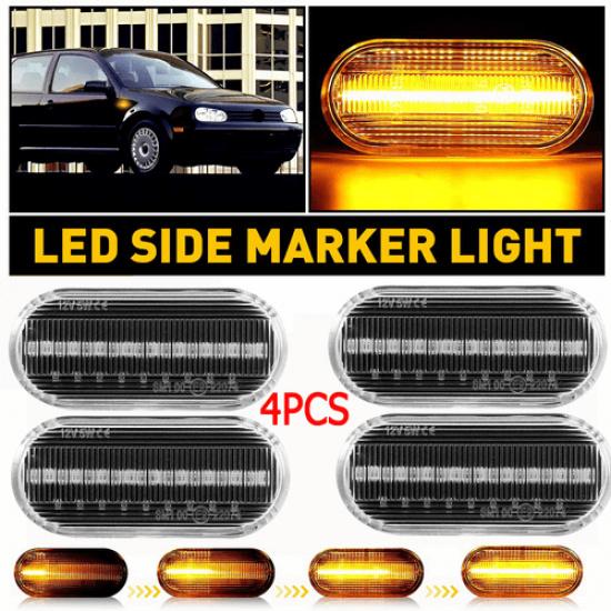 4X For VW MK4 Golf Jetta Dynamic Passat Front LED Clear Fender Side Marker Light