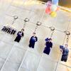 BTS Funny Cartoon Acrylic Keychain, Bangtan Boys Member Face with Cute Outfit Keyring, Kpop Idol Bag Pendant for ARMY Fans