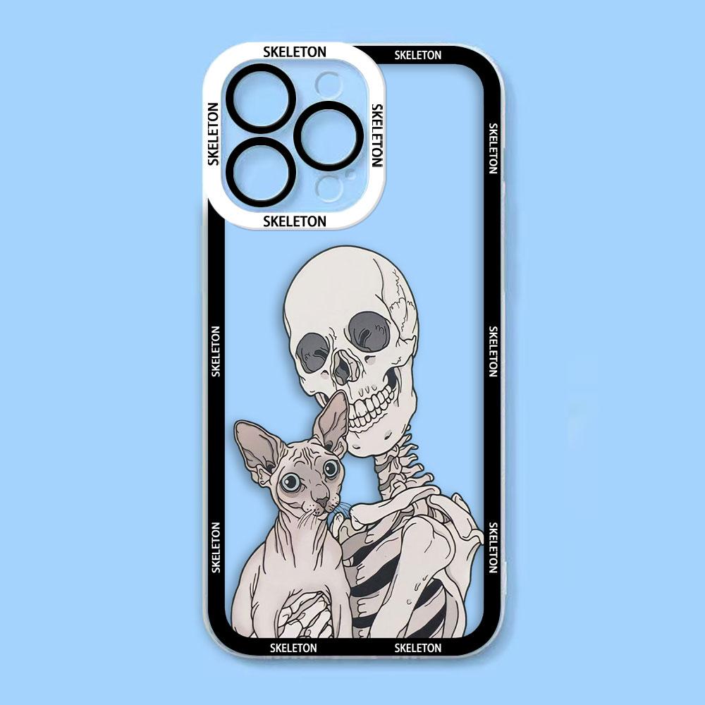 

Horrible Skull Cat Angel Eyes Clear Soft Silicone Phone Case For iPhone Apple 15 14 12 13 11 16 8 7 SE Plus X XS Max Case Funda iPhone 15 Pro Max