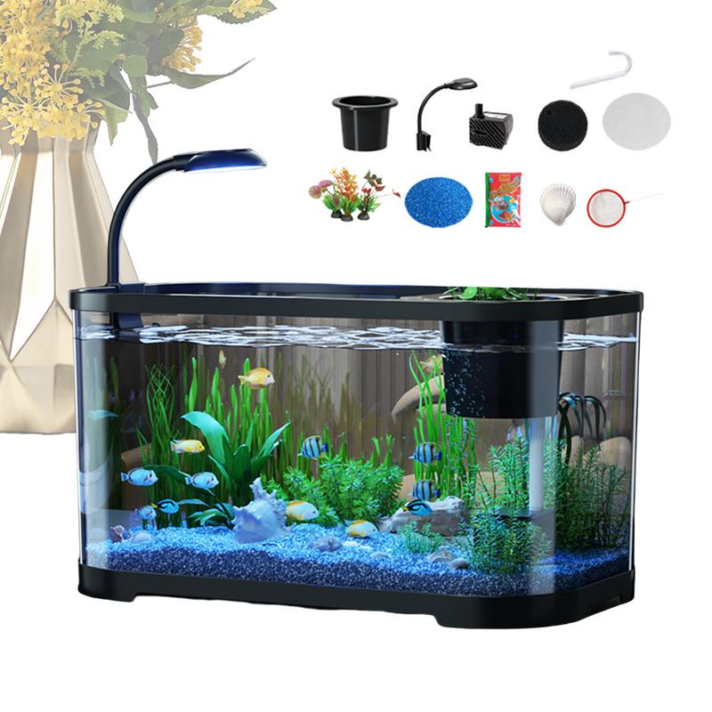 NEW Aquarium Kit Small Betta Fish Tank For Beginners Desktop Beginner Aquarium Household Fish Bowl For Betta Tortoise Frog