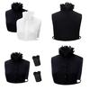 Womens Ruffle Stand False Collar Half Shirt and Fake Wrist Cuffs Sleeves Set Decorative Detachable Layering Accessories