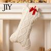 Soft Acrylic Knit Stockings Dog Christmas Stocking, 17 Inch Large Bone Shape Holiday Treasure Hunt Storage Bags Cable Knitted Fireplace Hanging