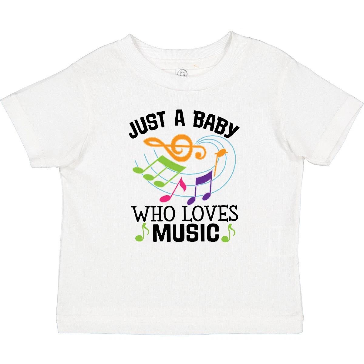 Inktastic Just A Baby Who Loves Music Baby T-Shirt Future Musician Lover Shower 120