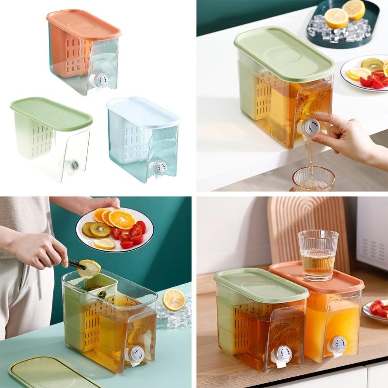 5800ML Juice Container Refrigerator Cold Kettle Drinkware Bucket with Faucet Beverage Dispenser with Filter PP Material