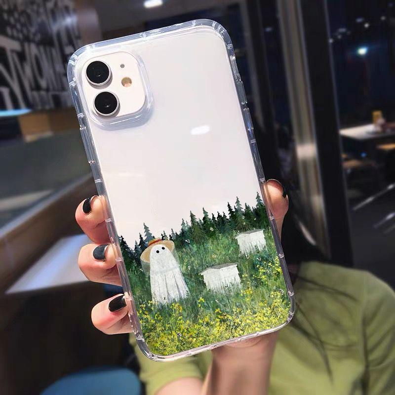 Soft TPU Clear Shockproof Phone Case for IPhone 11 12 13 14 Mini Pro Max XR X XS 8 7 6 6S Plus SE 2020 Cute Ghost Cover Bag