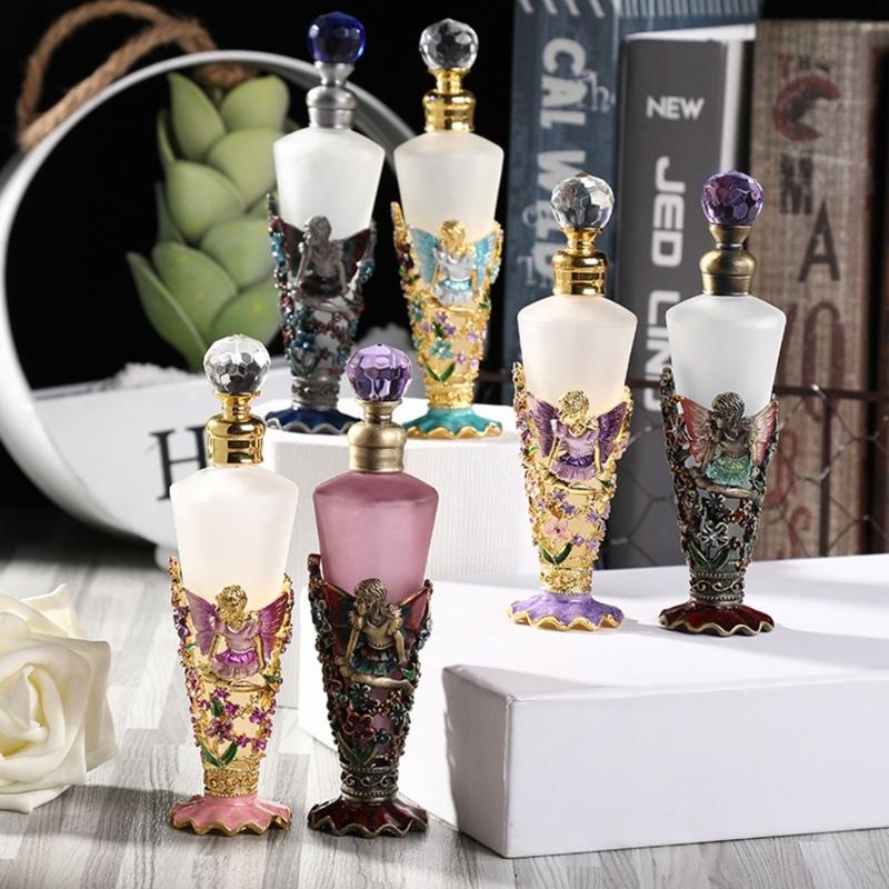 Artistic Conical Shape 25ml Empty Perfume Bottle Glass And Zinc Alloys Featuring Enamel Design