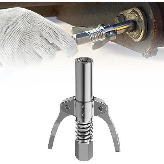 Strong Lock on Grease Couplers, High Pressure Grease Gun Coupler - with Spring Flex Hose, Quick Release Grease Coupler, Grease Gun Replacement Tip