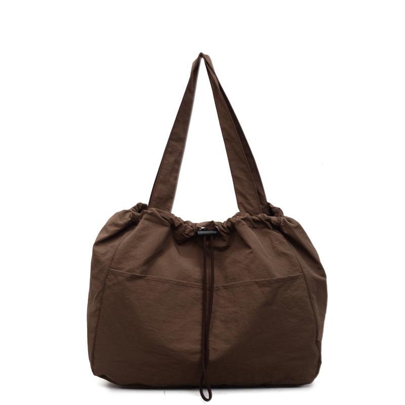 2025 new large-capacity waterproof nylon cloth drawstring pleated shoulder bag travel leisure messenger tote bag