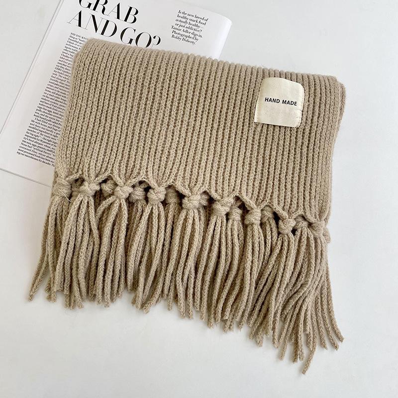 Scarf Women's Winter Korean Style Versatile Macaron Couple Student Knitted Wool Warm Tassel Shawl Neck Scarf Neck Protector